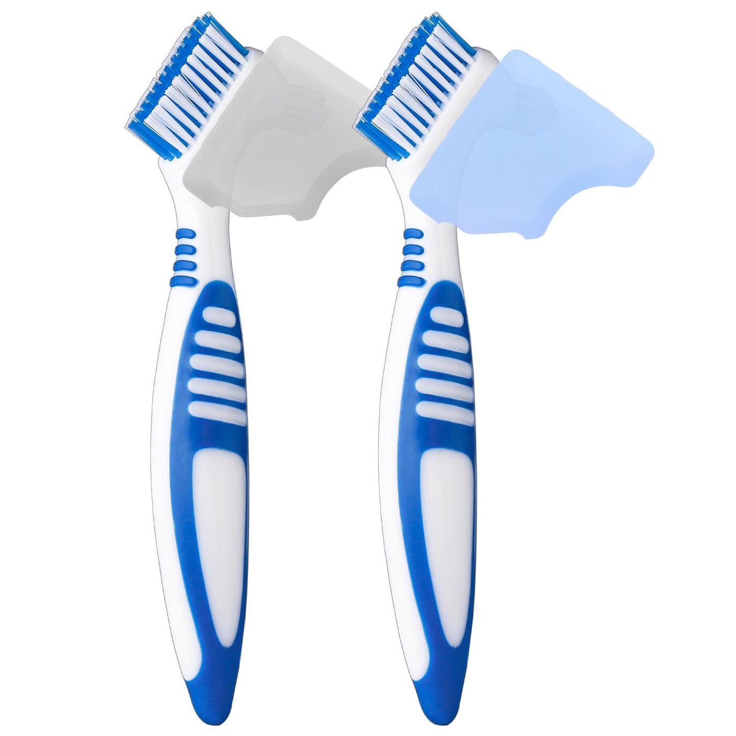 Anbbas 2pcs Denture Brush with Portable Toothbrush Cup for Oral Appliance | Double Bristle Dental Cleaning Care Brush