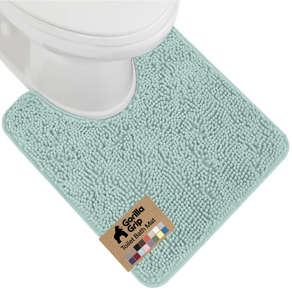 GORILLA GRIP Bath Rug Mat for Bathroom, Absorbent Chenille, 24x17 Gray | Soft Thick Quick Dry Microfiber Mats, Rubber Backing, Machine Washable Tub and Shower Floor Rugs, Home Decor Essentials