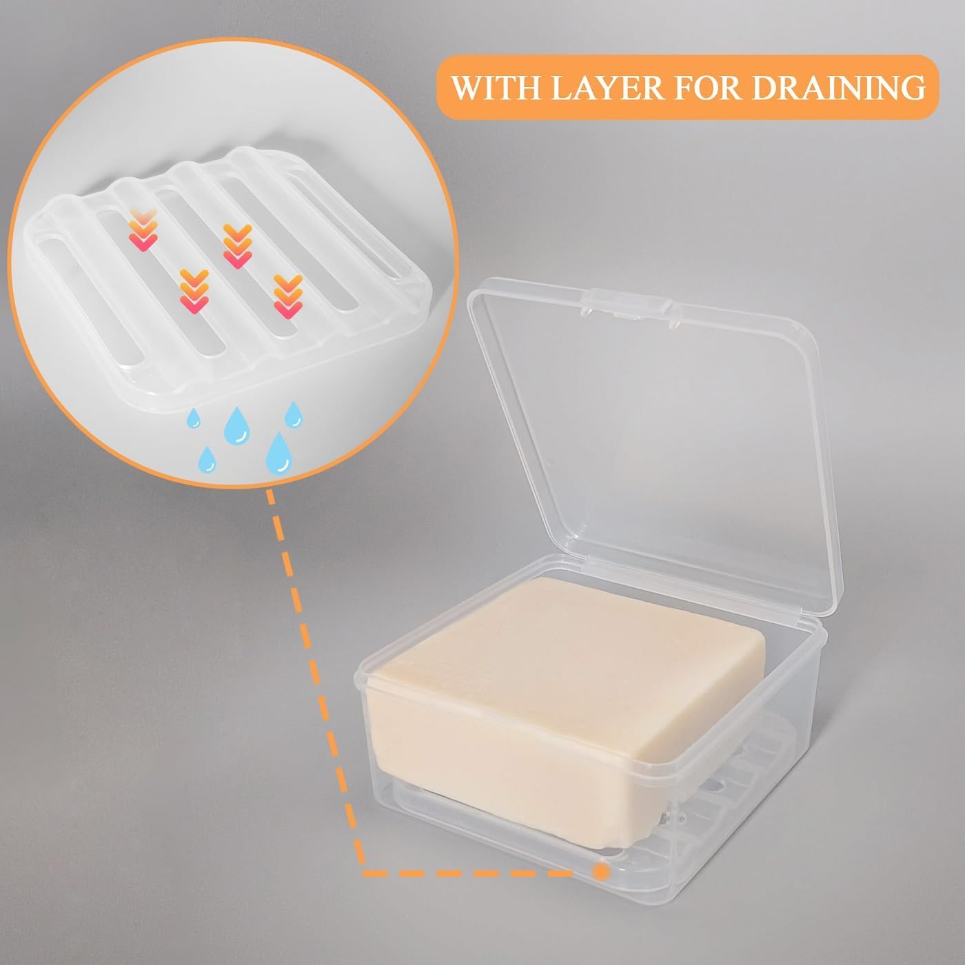 Soap Case Box, Vonpri Soap Dish Storage Holder for Shower Home Outdoor Traveling (1Pc Clear)