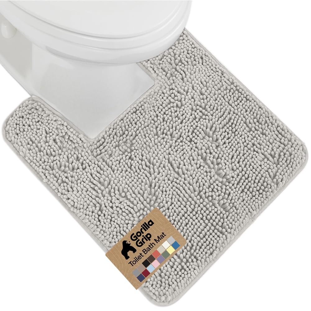 GORILLA GRIP Bath Rug Mat for Bathroom, Absorbent Chenille, 24x17 Gray | Soft Thick Quick Dry Microfiber Mats, Rubber Backing, Machine Washable Tub and Shower Floor Rugs, Home Decor Essentials