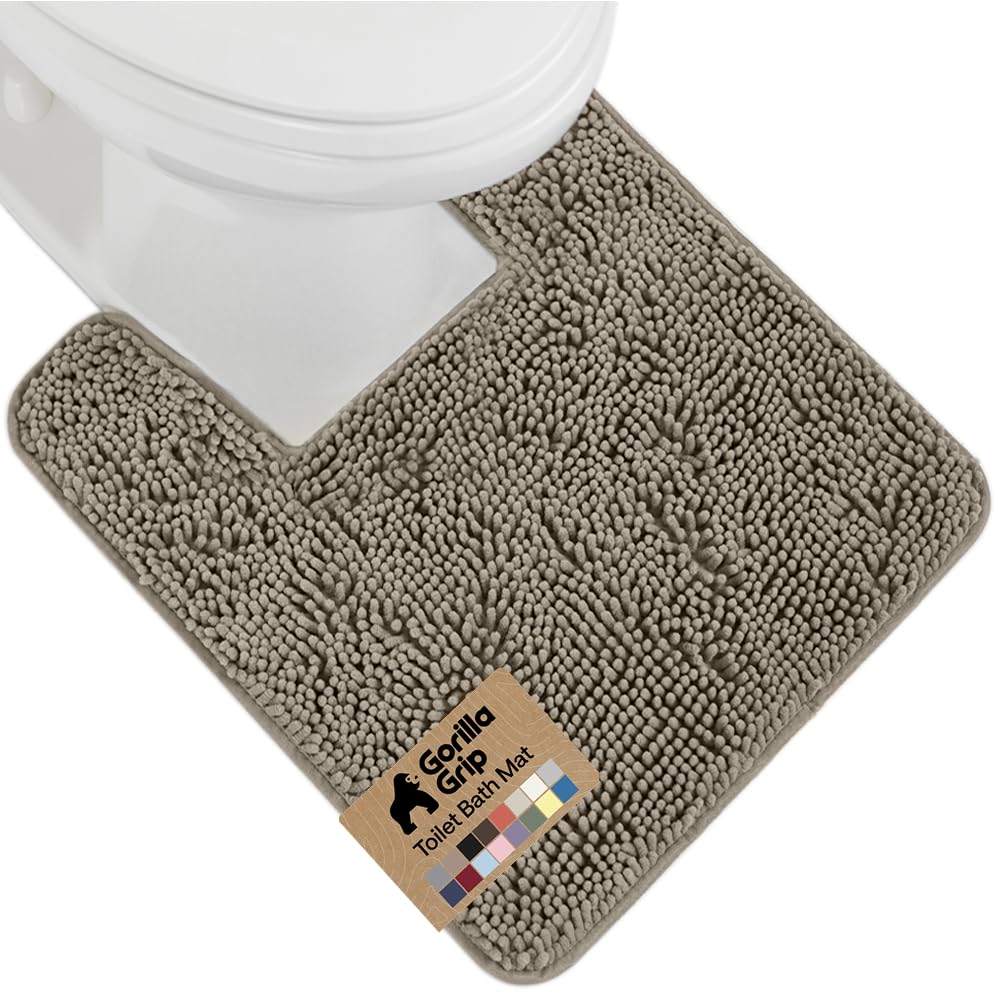 GORILLA GRIP Bath Rug Mat for Bathroom, Absorbent Chenille, 24x17 Gray | Soft Thick Quick Dry Microfiber Mats, Rubber Backing, Machine Washable Tub and Shower Floor Rugs, Home Decor Essentials
