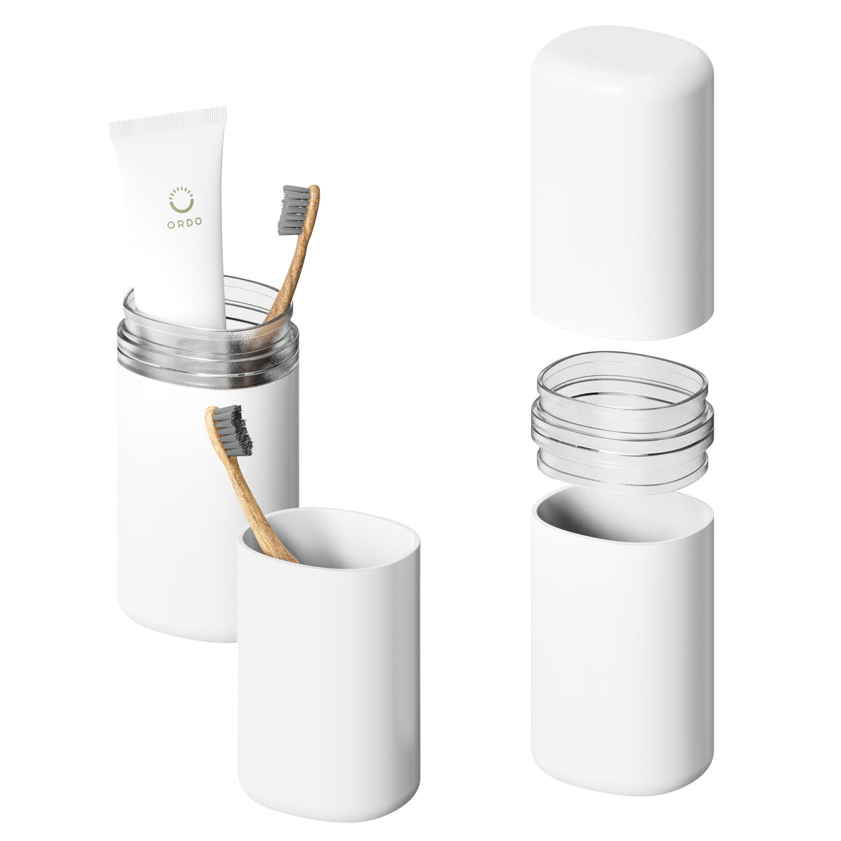 BALUCA Travel Toothbrush Case, Portable Tooth Brush Holder and Toothpaste Cover Container with Mouthwash Cup, Compact Oral Clean Tools Organizer for Traveling/Camping/School/Home - Large Capacity