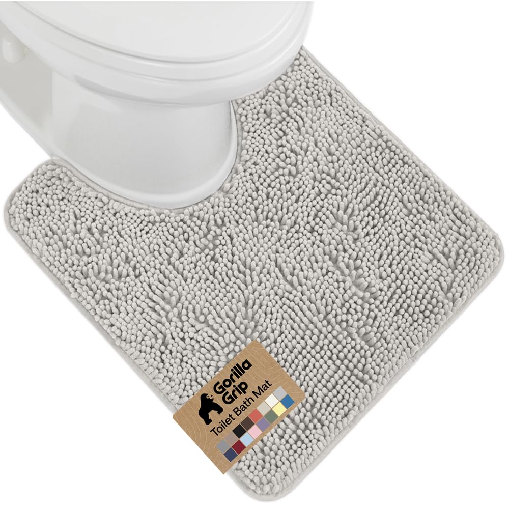 GORILLA GRIP Bath Rug Mat for Bathroom, Absorbent Chenille, 24x17 Gray | Soft Thick Quick Dry Microfiber Mats, Rubber Backing, Machine Washable Tub and Shower Floor Rugs, Home Decor Essentials