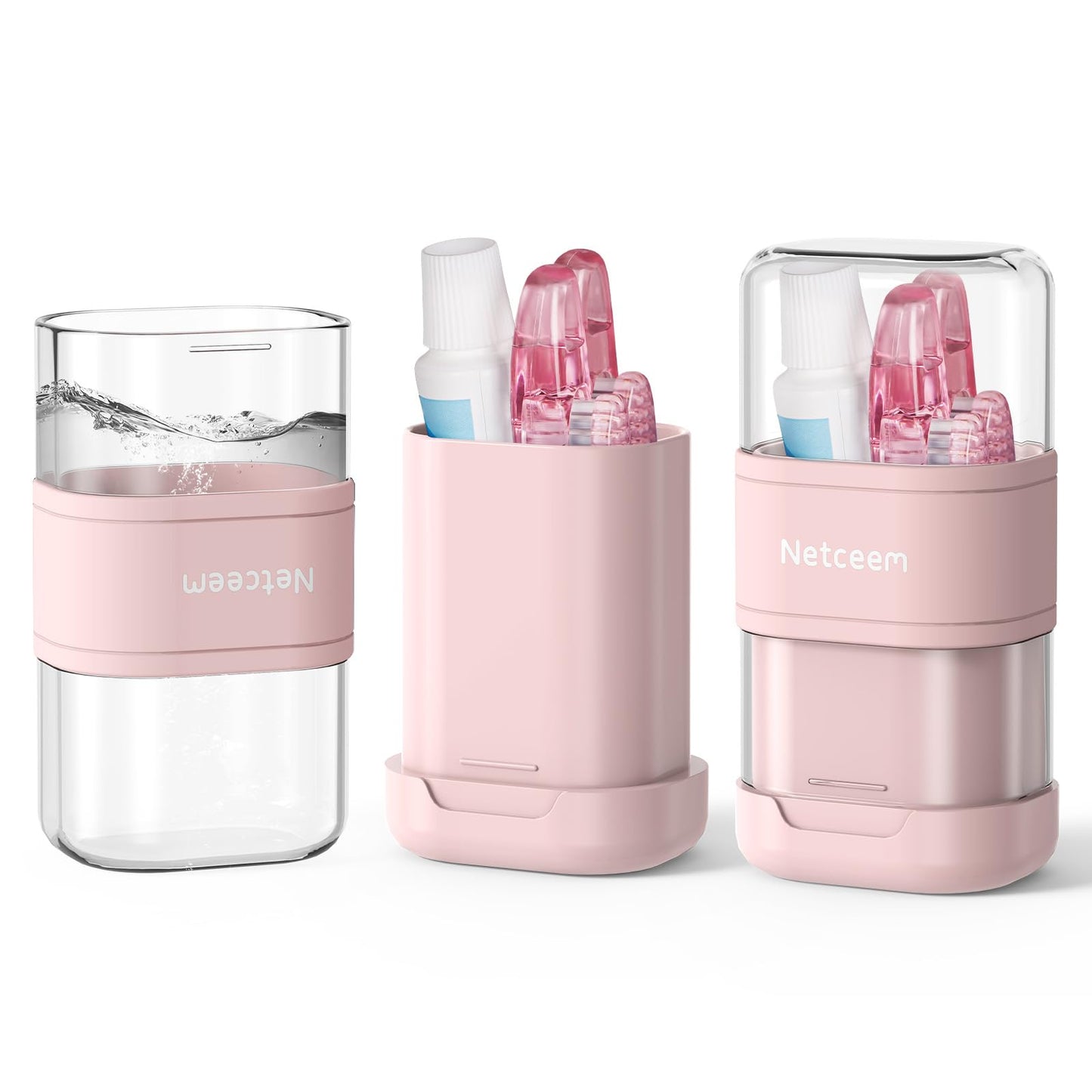 Toothbrush Travel Case Kit,Portable Folding Tooth Brush Holder and Toothpaste Cover Container with Mouthwash Cup, Oral Clean Tools Organizer for Traveling, Bathroom, Camping, Business Trip