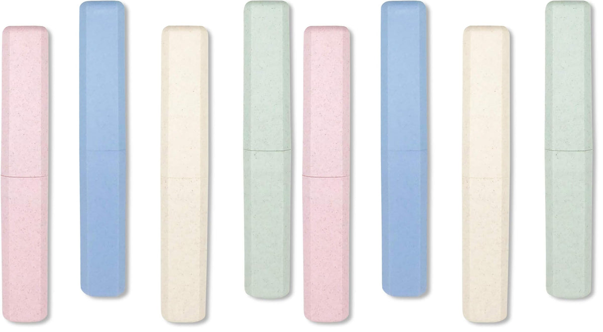 Mulbozy 4 Packs Portable Travel Toothbrush Case, Breathable Plastic Toothbrush Holder for Home, Travel, Business, Camping, School