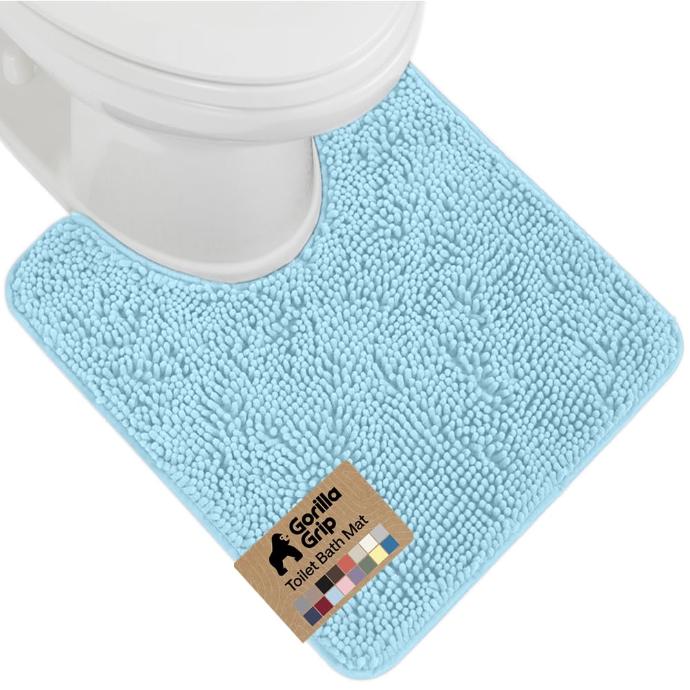 GORILLA GRIP Bath Rug Mat for Bathroom, Absorbent Chenille, 24x17 Gray | Soft Thick Quick Dry Microfiber Mats, Rubber Backing, Machine Washable Tub and Shower Floor Rugs, Home Decor Essentials