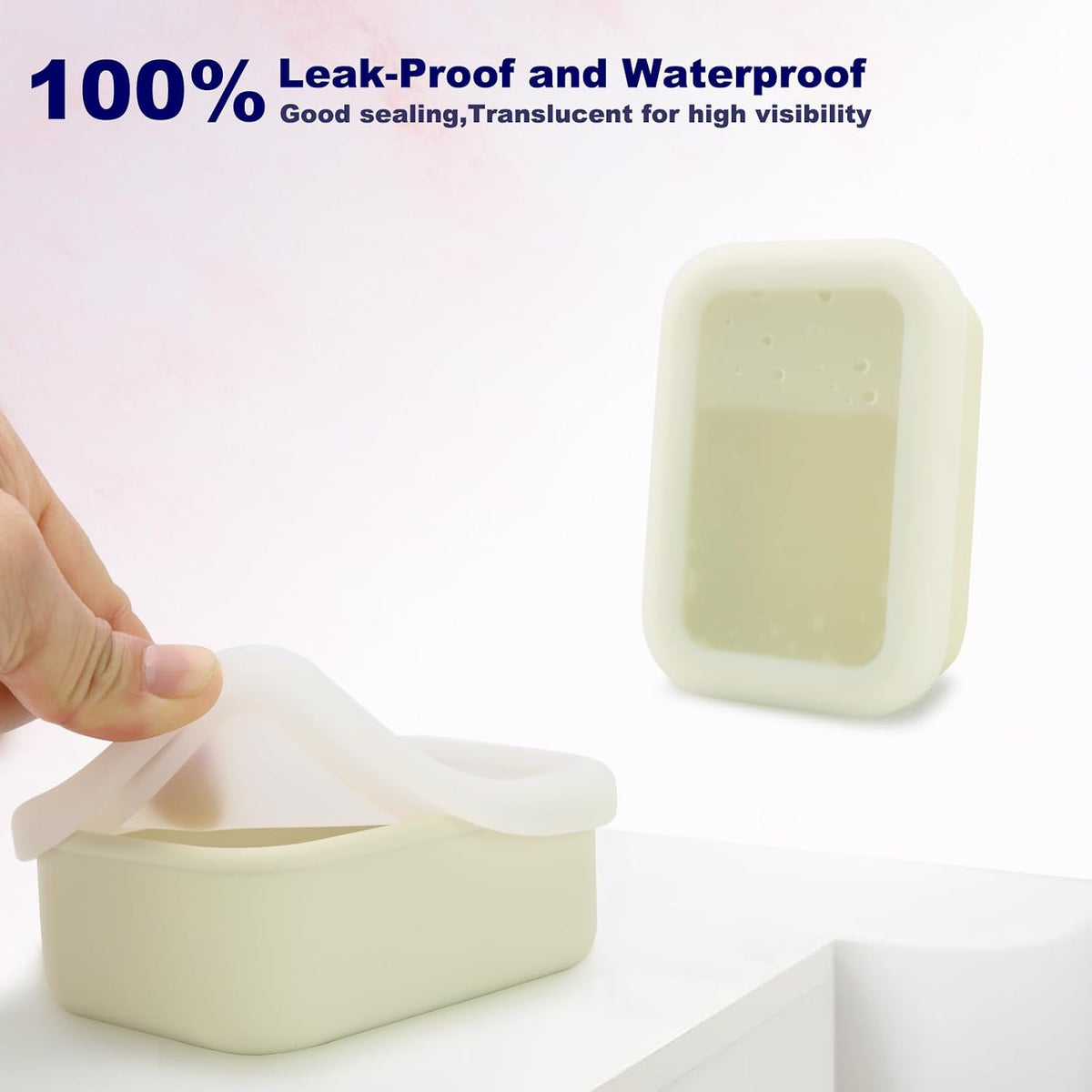 Travel Soap Case, Leak Proof Soap Container, Silicone Soap Box with Drainage Layer, Shatterproof Soap Holder for Travel, Camping, Gym(Off-White, Regular)