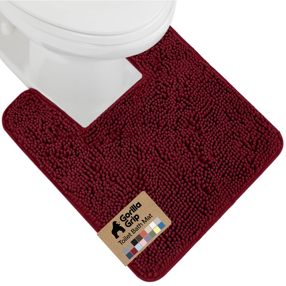 GORILLA GRIP Bath Rug Mat for Bathroom, Absorbent Chenille, 24x17 Gray | Soft Thick Quick Dry Microfiber Mats, Rubber Backing, Machine Washable Tub and Shower Floor Rugs, Home Decor Essentials