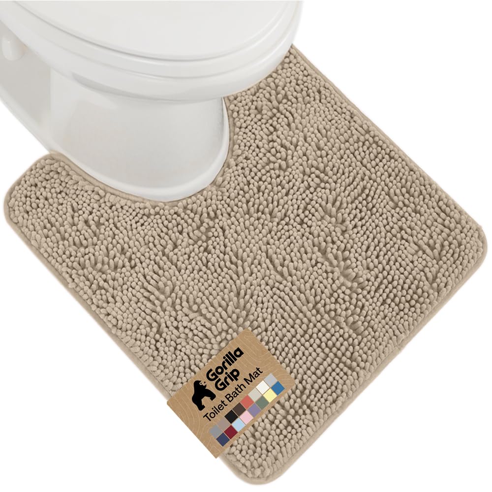 GORILLA GRIP Bath Rug Mat for Bathroom, Absorbent Chenille, 24x17 Gray | Soft Thick Quick Dry Microfiber Mats, Rubber Backing, Machine Washable Tub and Shower Floor Rugs, Home Decor Essentials