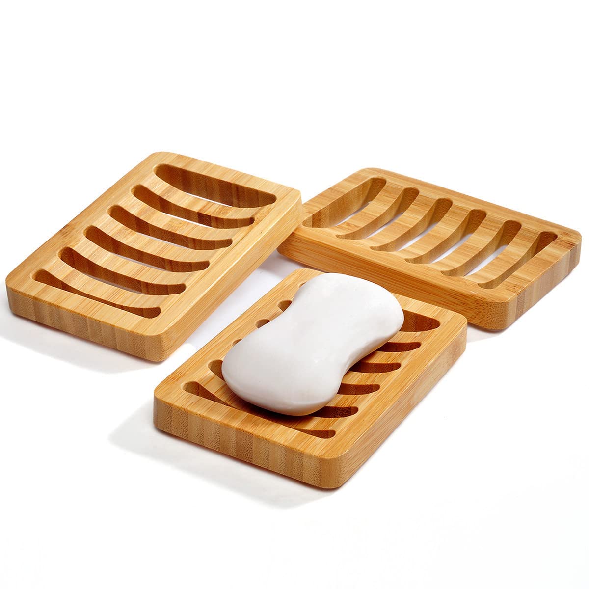 4 Pack Plastic Soap Dish, Soap Container, Double Layer Draining Soap Holder for Shower, Bathroom or Kitchen, C-0060