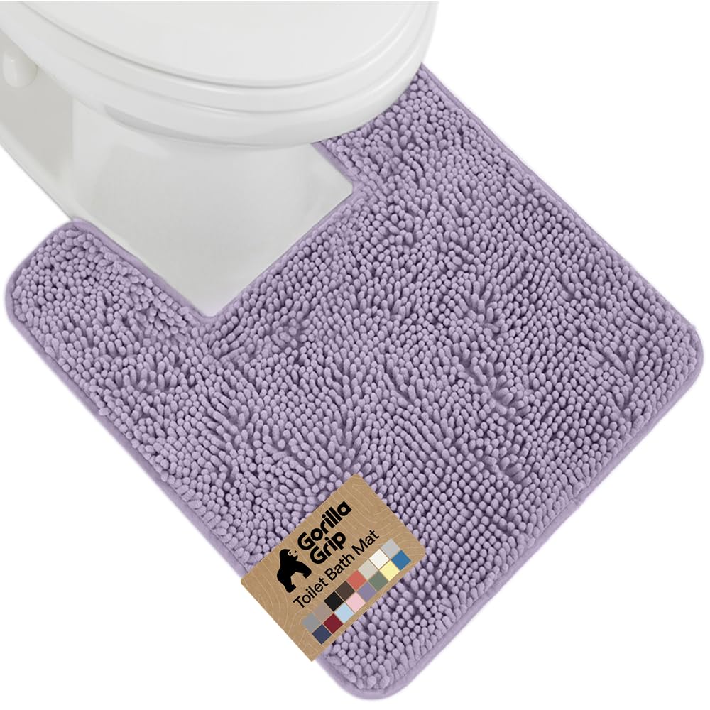 GORILLA GRIP Bath Rug Mat for Bathroom, Absorbent Chenille, 24x17 Gray | Soft Thick Quick Dry Microfiber Mats, Rubber Backing, Machine Washable Tub and Shower Floor Rugs, Home Decor Essentials