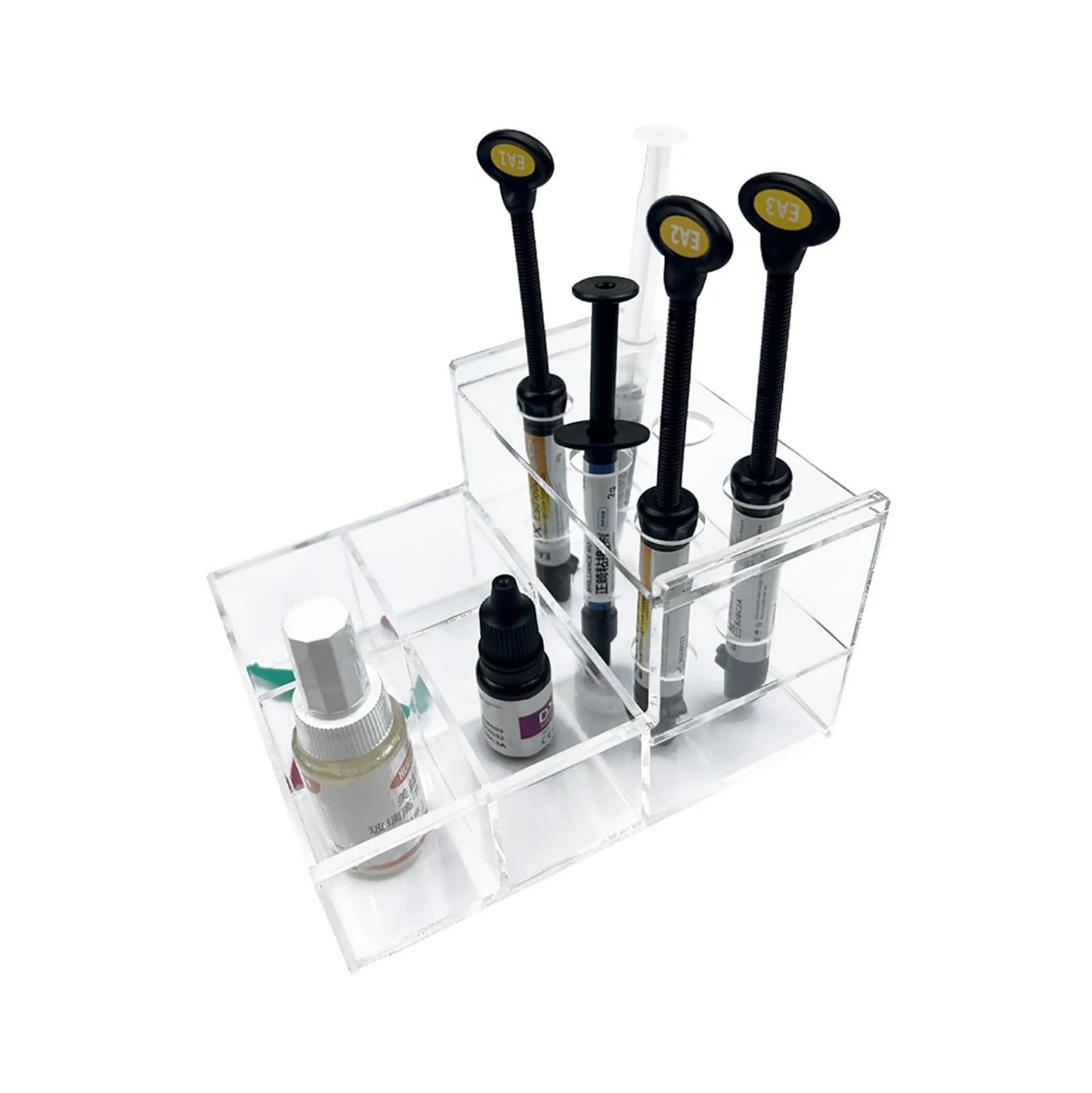 Dental Syringe Acrylic Organizer, YOUYA DENTAL Multi-Function Acrylic Dental Composite Organizer Transparent Resin Holder Applicator for Resin Adhesive Syringes Brush Dispenser Placement Rack (Medium)