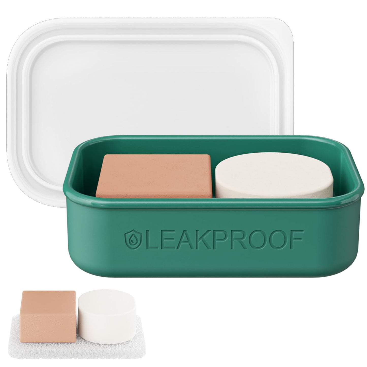 Quatish Compact Leakproof Travel Soap Case, Silicone Soap Box with Draining Layer, Enhanced Soap Container, Suitable for Camping, Gym, Bathroom, Outdoor Essentials, Bluegreen