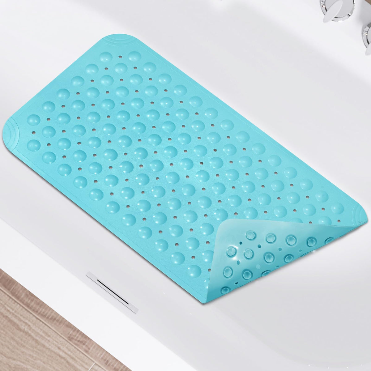 Non Slip Shower Mats for Inside Shower 15 x 27.5 Inch, TPE Bathtub Mat Non-Slip, Bath Mat for Tub with Suction Cups, Drain Holes Bath Tub Mat for Bathroom (Beige)