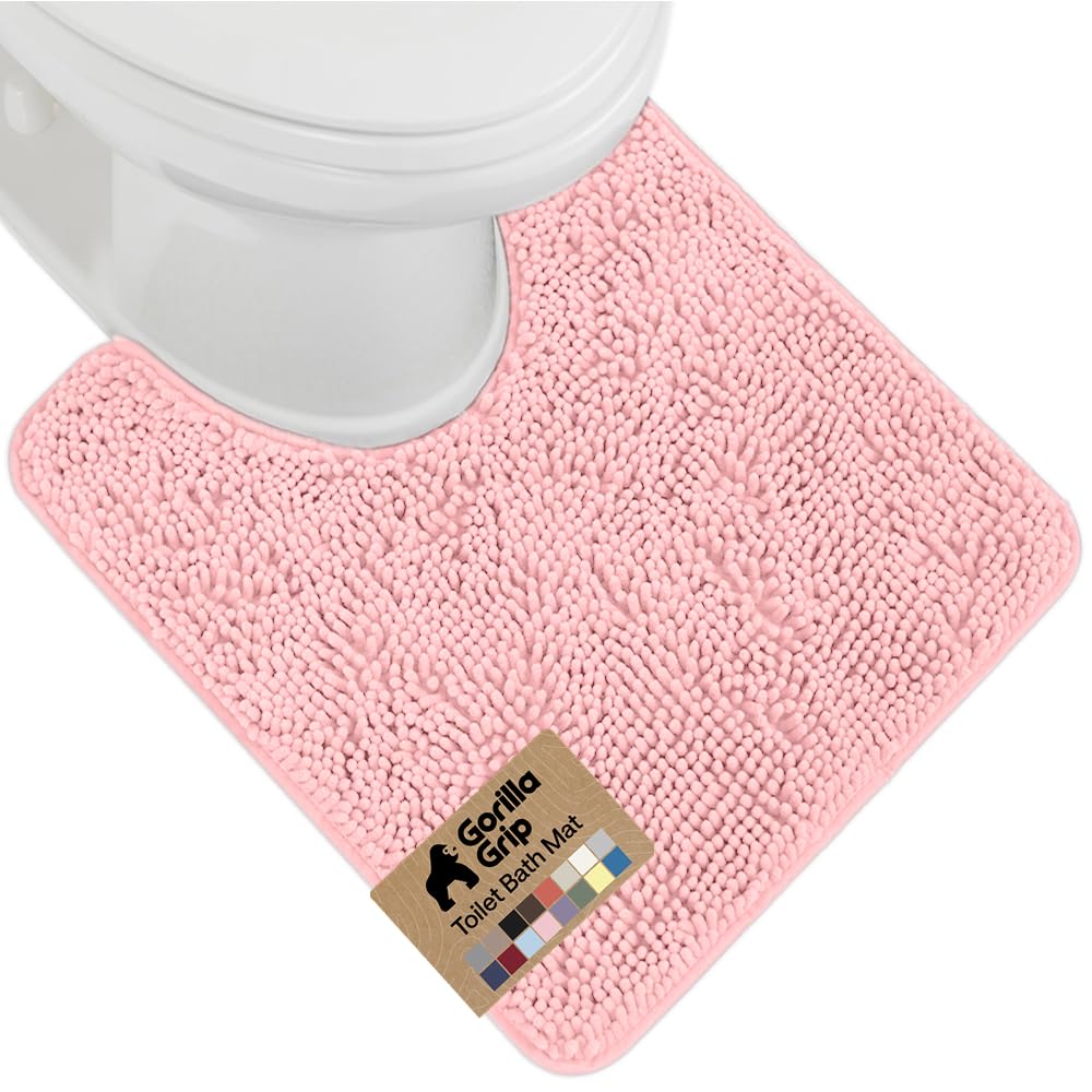 GORILLA GRIP Bath Rug Mat for Bathroom, Absorbent Chenille, 24x17 Gray | Soft Thick Quick Dry Microfiber Mats, Rubber Backing, Machine Washable Tub and Shower Floor Rugs, Home Decor Essentials