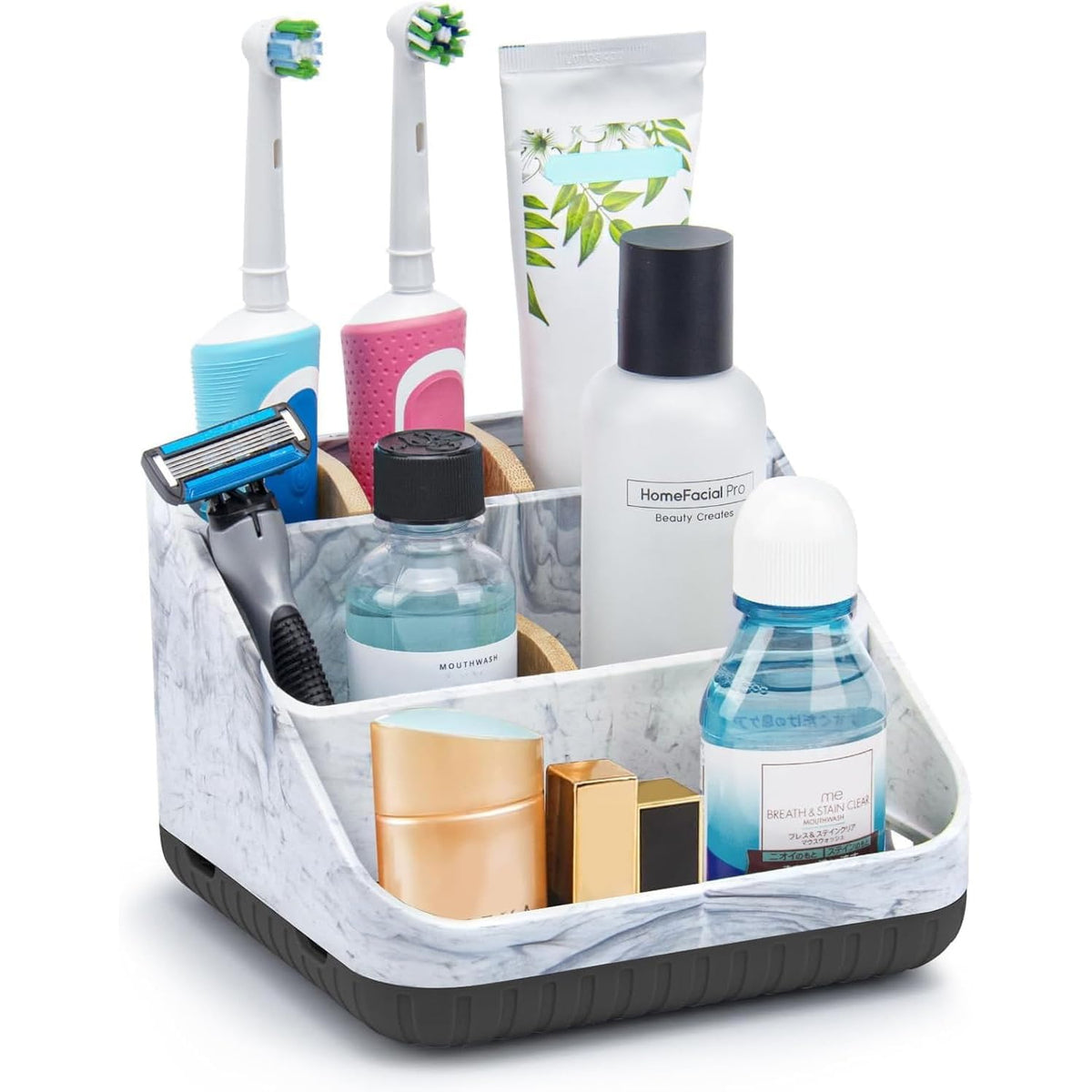 Toothbrush Holders for Bathrooms,6 Slots, Detachable for Easy Clean, White | Electric Toothbrush, with bamboo divider, drainage hole, BPA-free,bathroom,office,kictchen,vanity countertop organizer