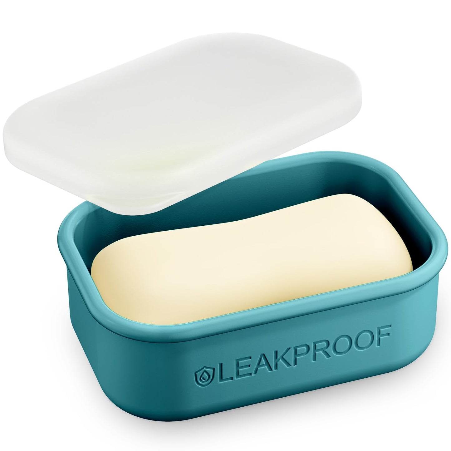 Quatish Compact Leakproof Travel Soap Case, Silicone Soap Box with Draining Layer, Enhanced Soap Container, Suitable for Camping, Gym, Bathroom, Outdoor Essentials, Bluegreen
