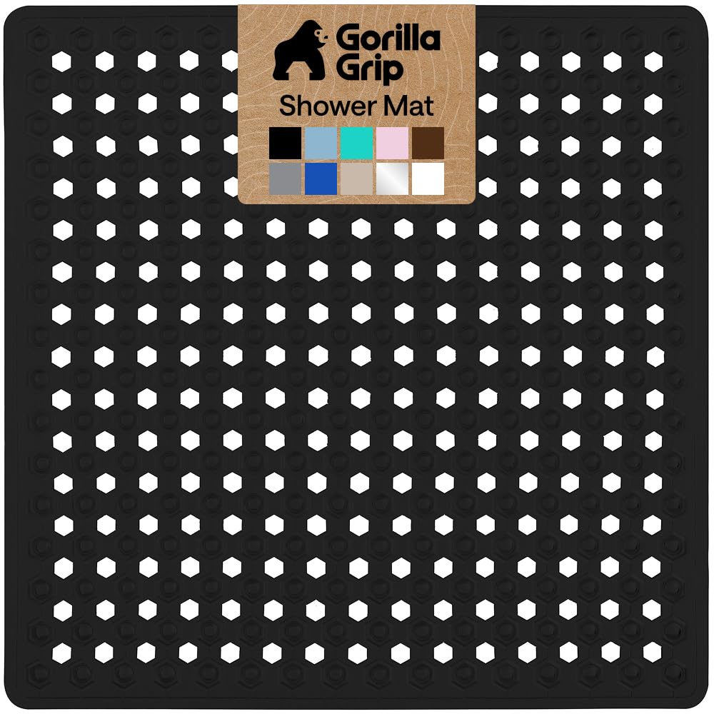 GORILLA GRIP Bath Tub Shower Mat, Bathtub Floor Liner, 35x16 Clear | Patented Large Mats, Machine Washable, Suction Cups and Drain Holes to Keep Tubs Clean, Soft on Feet, Bathroom Essentials
