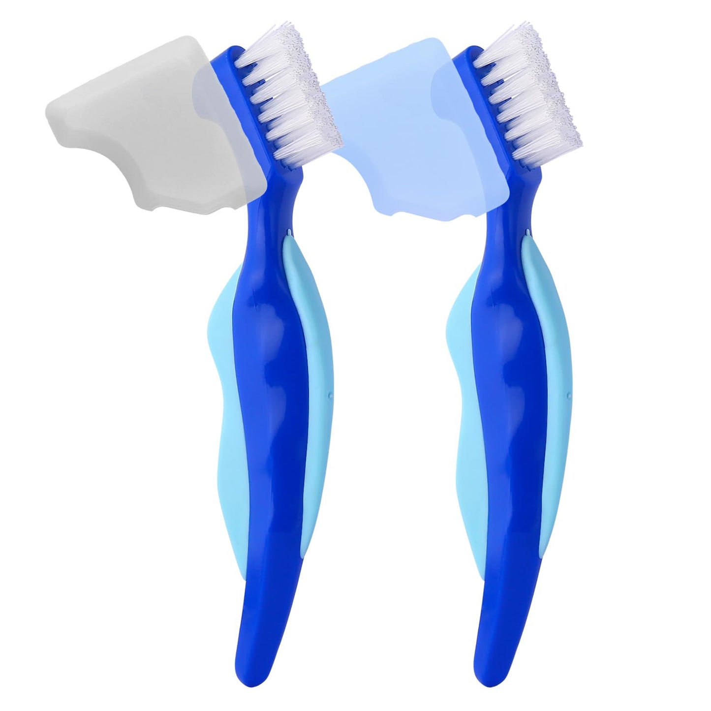 Anbbas 2pcs Denture Brush with Portable Toothbrush Cup for Oral Appliance | Double Bristle Dental Cleaning Care Brush