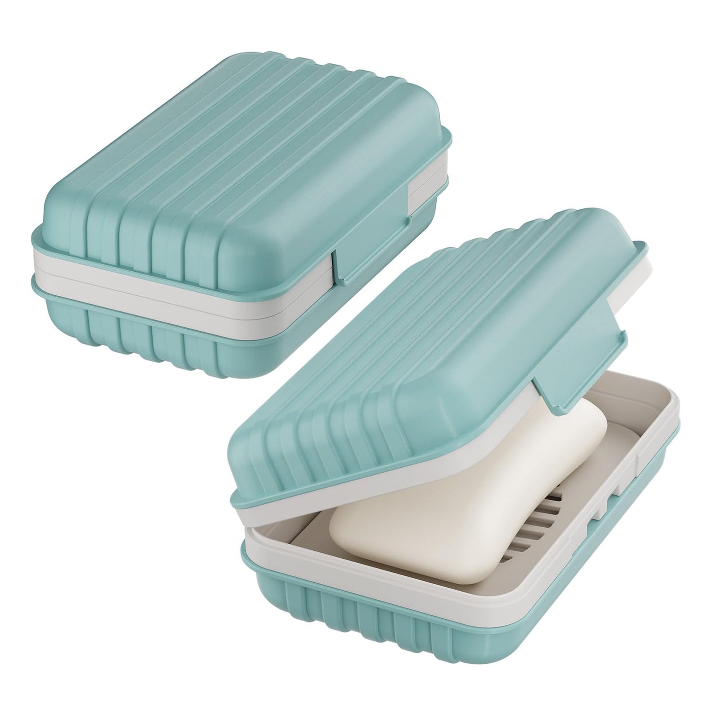 Quatish Leakproof Bar Soap Holder Dish with Lid for Shower, Portable 1 Pack Travel Soap Case Box for Gym, Camping, Hiking, Outdoor Use, Travel Size Toiletries Essentials, Keeps Soap Dry, Blue