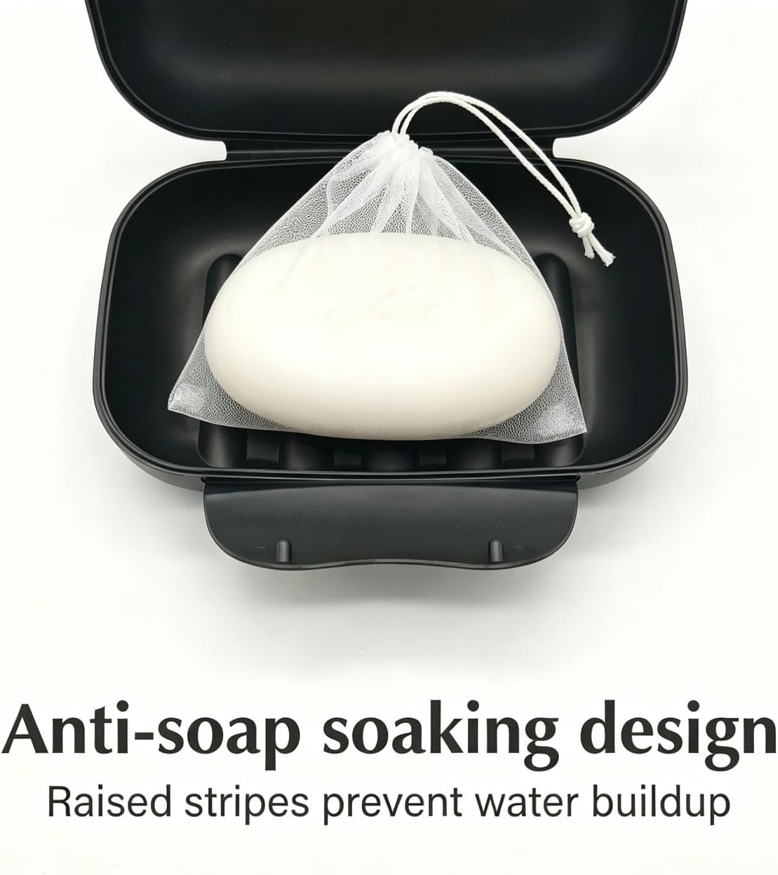 Soap Holder Container, Portable Bar Soap Saver Scrubber Case for Bathroom and Kitchen (Black)
