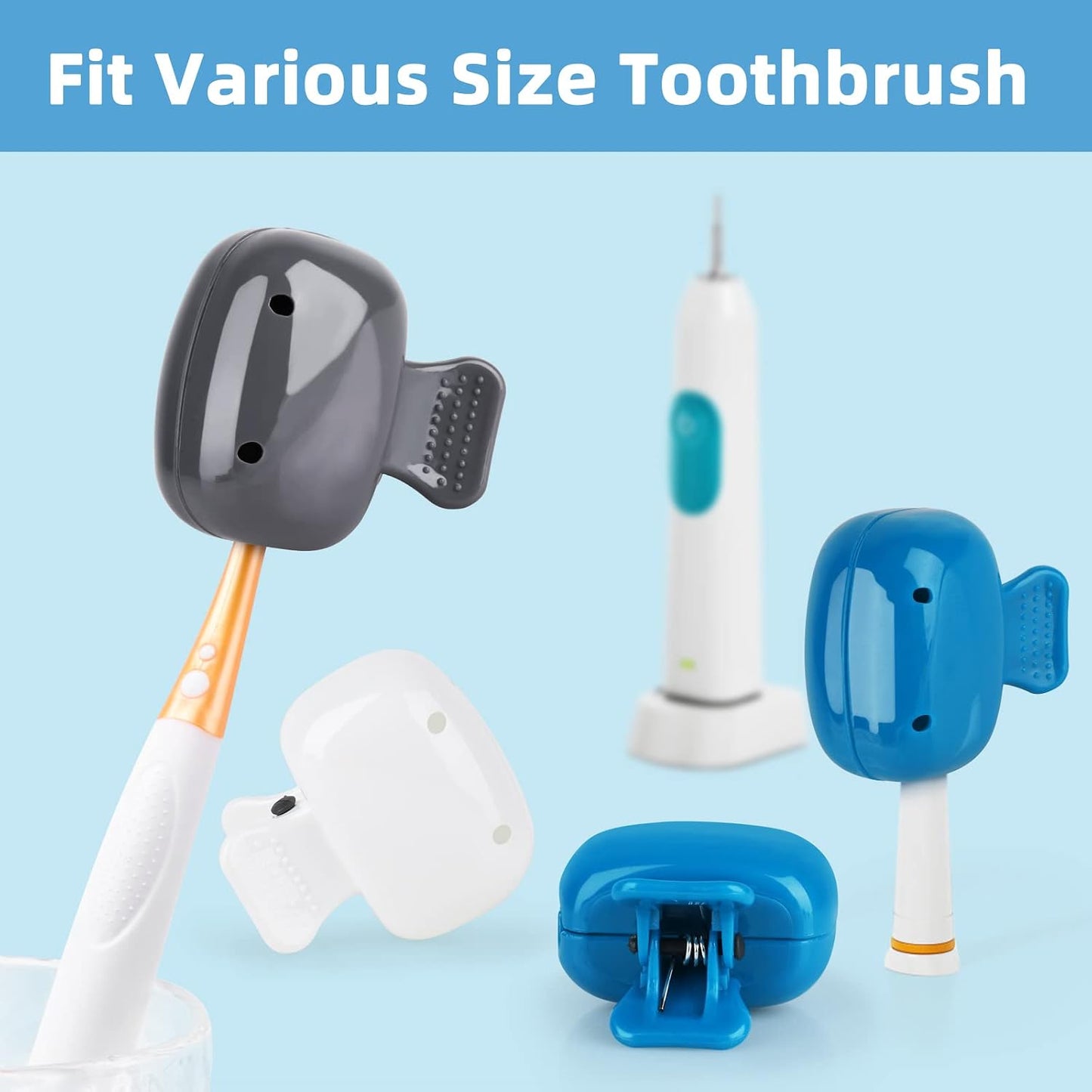 6 Pack Toothbrush Covers Portable Toothbrush Coverings Clips for Protectors Tooth Brush Storage Head Cover Cap Tooth Brush Covers for Kids Bathroom Home Travel Tooth Brush Case