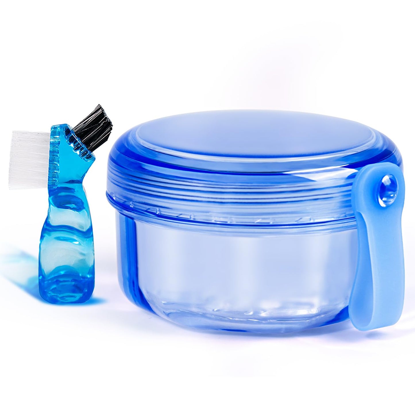 Leakproof Denture Case Denture Soaking Cup False Teeth Container, Dental Denture Bath Holder Storage Box Retainer Cleaner Case for Traveling - Leak Proof and Lid Waterproof - Transparent Black