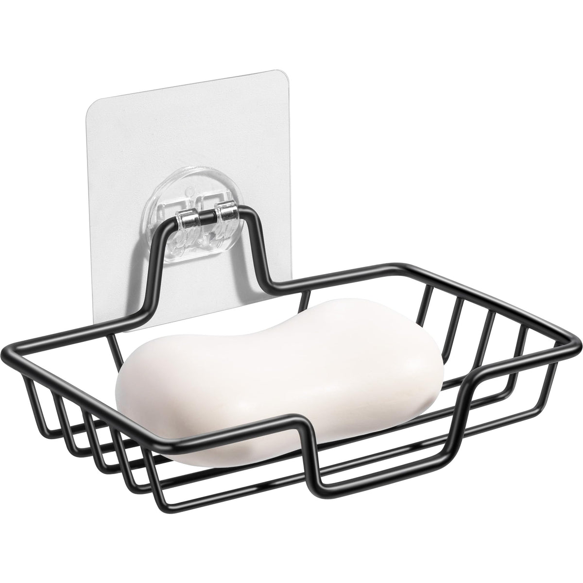 Bar Soap Holder for Shower Strong Adhesion & Easy Removal Soap Dish Black | Stainless Steel Sturdy Build Soap Dish for Shower Wall Mounted Soap Caddy Sponge holder for Bathroom & Kitchen Organizer