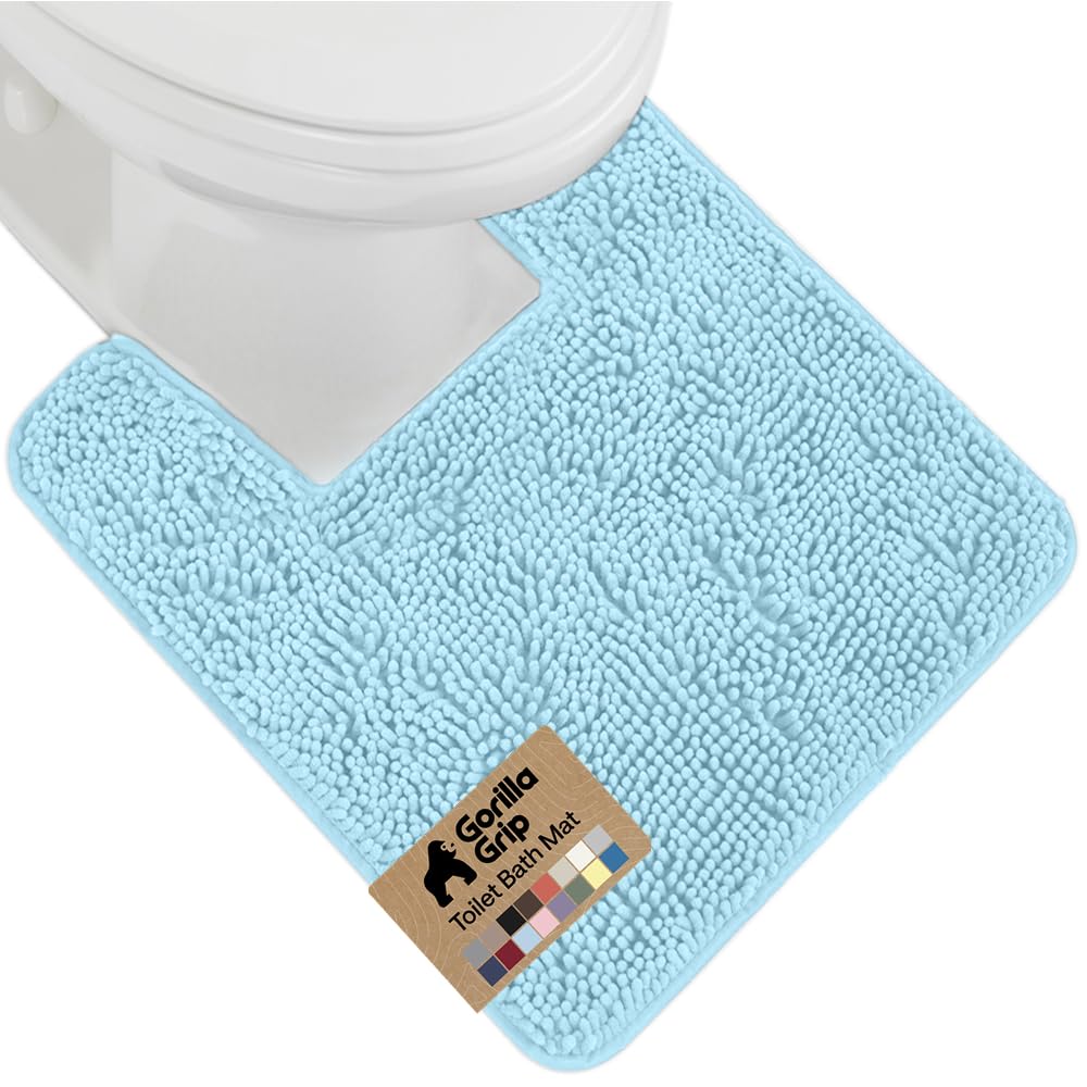 GORILLA GRIP Bath Rug Mat for Bathroom, Absorbent Chenille, 24x17 Gray | Soft Thick Quick Dry Microfiber Mats, Rubber Backing, Machine Washable Tub and Shower Floor Rugs, Home Decor Essentials