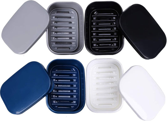 4Pcs Travel Soap Container, Portable Soap Box, Plastic Leakproof Soap Case | Soap Bar Holder, Camping, Bathroom Shower Gym Hiking Traveling