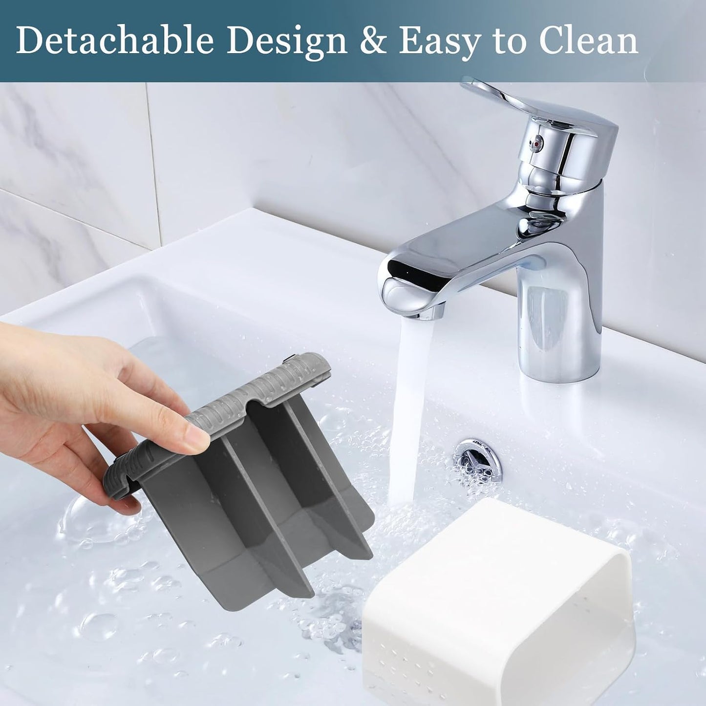 Toothbrush Holders for Bathrooms, Kids Electric Toothbrush Organizer (Grey) | Easy To Clean, Drainage, Removable, Non-Slip, 4 Slots Tooth Brush Holder for Bathroom Countertop Organizer
