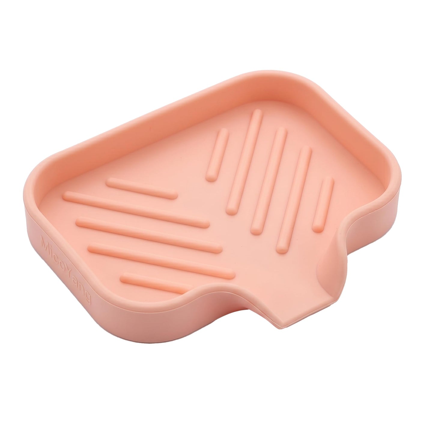 MicoYang Silicone Soap Dish with Drain Spout, Self-Draining Sink Organizer Tray for Bathroom and Kitchen, Sponges, Dispensers and Soap Holder, Non-Slip and Dishwasher Safe, Black (Compact, 4.9"×3.2")