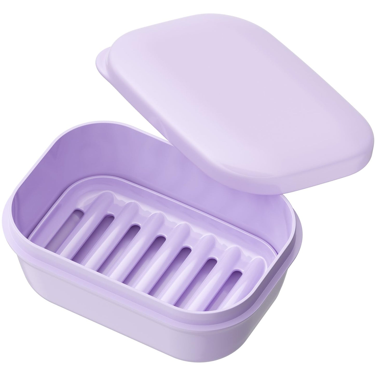 Quatish Leakproof Soap Dish with Lid & Draining Layer, Shatterproof Travel Bar Soap Holder Case Container, Portable Travel Size Toiletries Essentials for Camping, Gym, Bathroom, Beige