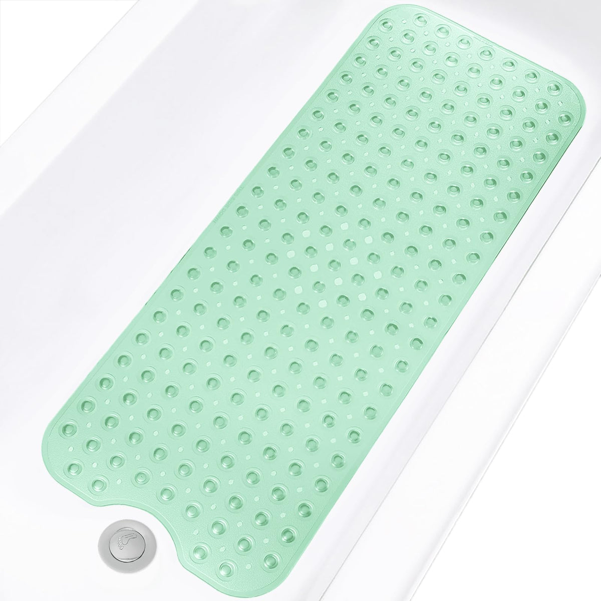 Extra Long Non-Slip Bathtub Shower Mat, 39 x 16 Inch Black Bath Mat | Built with Strong Suction Cups & Quick Drain Holes, Machine Washable Anti-Slip Mat for Bathroom Tub & Shower Floor
