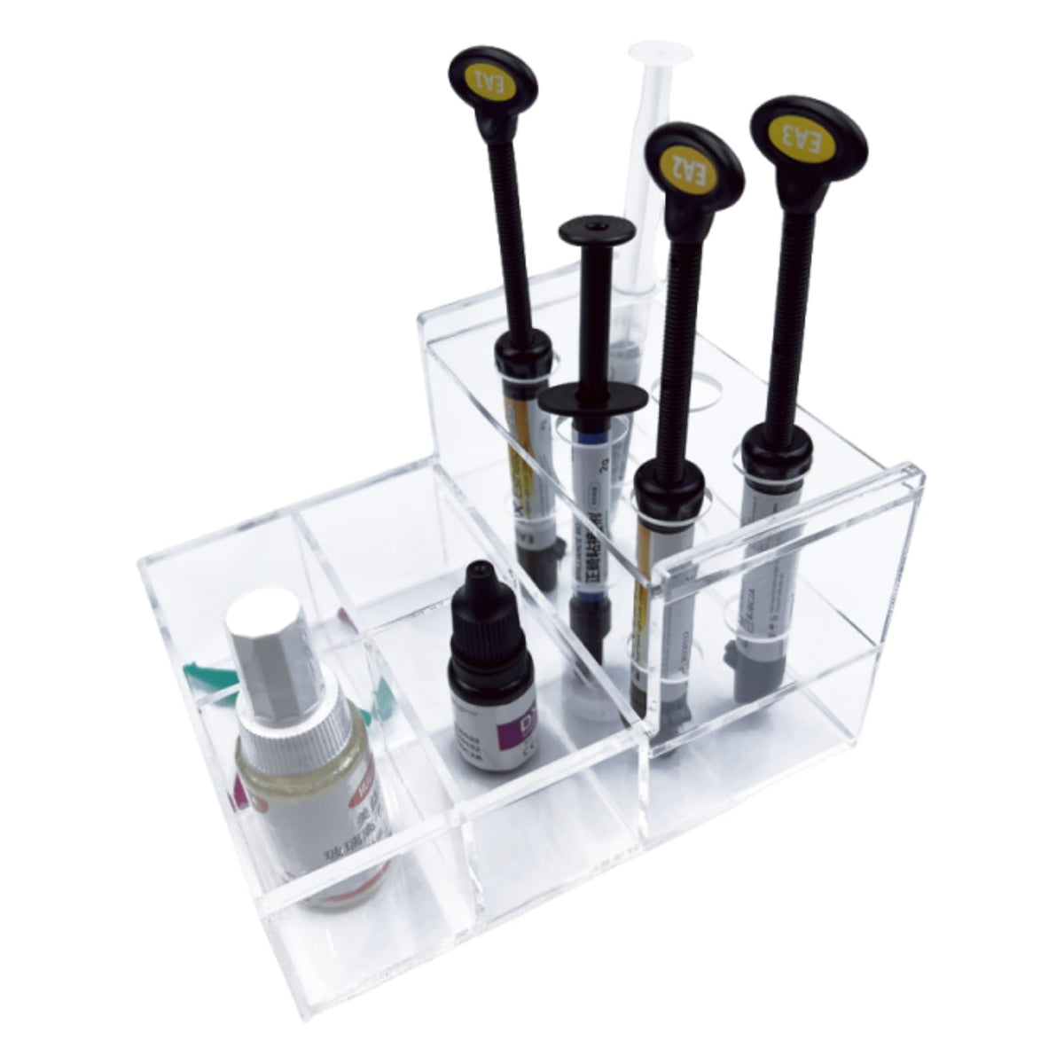 Dental Composite Syringe Organizer, Transparent Multi-Function Acrylic Teeth Syringe Holder for Resin Adhesive Syringes Brush Dispenser Placement Rack Tool (Medium)