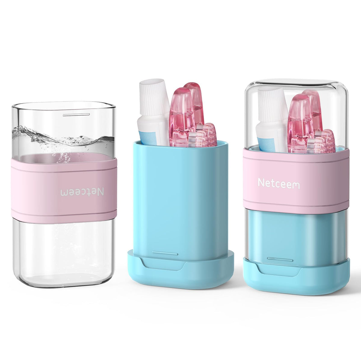 Toothbrush Travel Case Kit,Portable Folding Tooth Brush Holder and Toothpaste Cover Container with Mouthwash Cup, Oral Clean Tools Organizer for Traveling, Bathroom, Camping, Business Trip