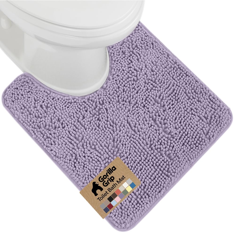 GORILLA GRIP Bath Rug Mat for Bathroom, Absorbent Chenille, 24x17 Gray | Soft Thick Quick Dry Microfiber Mats, Rubber Backing, Machine Washable Tub and Shower Floor Rugs, Home Decor Essentials