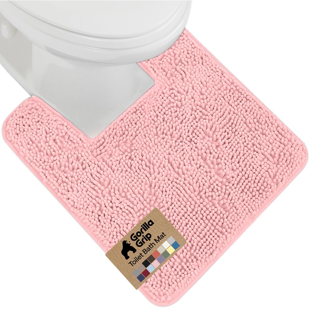 GORILLA GRIP Bath Rug Mat for Bathroom, Absorbent Chenille, 24x17 Gray | Soft Thick Quick Dry Microfiber Mats, Rubber Backing, Machine Washable Tub and Shower Floor Rugs, Home Decor Essentials