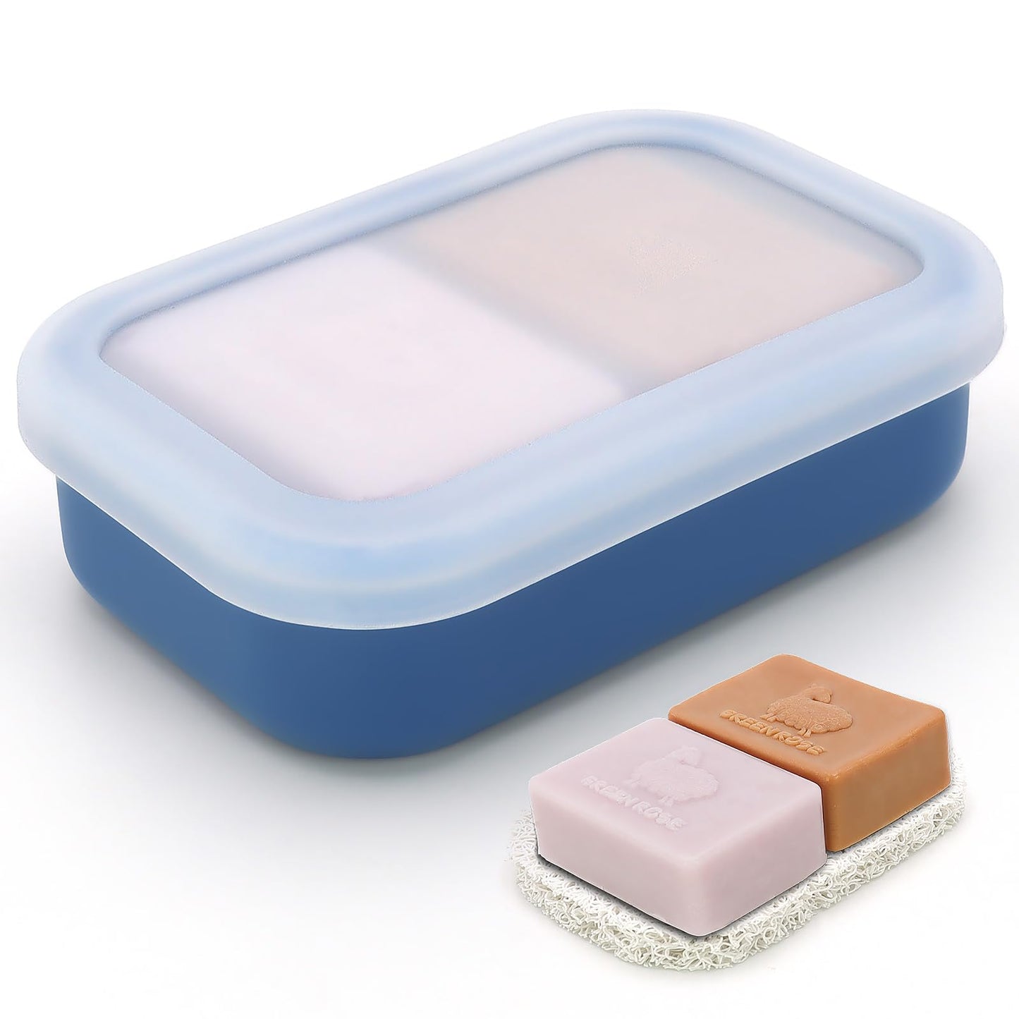 AIDIMMING Large Shampoo Bar Travel Case, Silicone Travel Soap Case, Green | Travel soap container for shampoo & conditioner bars; closeable vent, raised drain tray, fits one large bar, gym camping