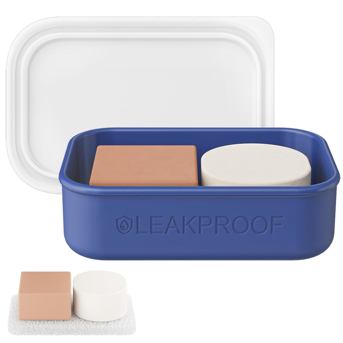 Quatish Compact Leakproof Travel Soap Case, Silicone Soap Box with Draining Layer, Enhanced Soap Container, Suitable for Camping, Gym, Bathroom, Outdoor Essentials, Bluegreen
