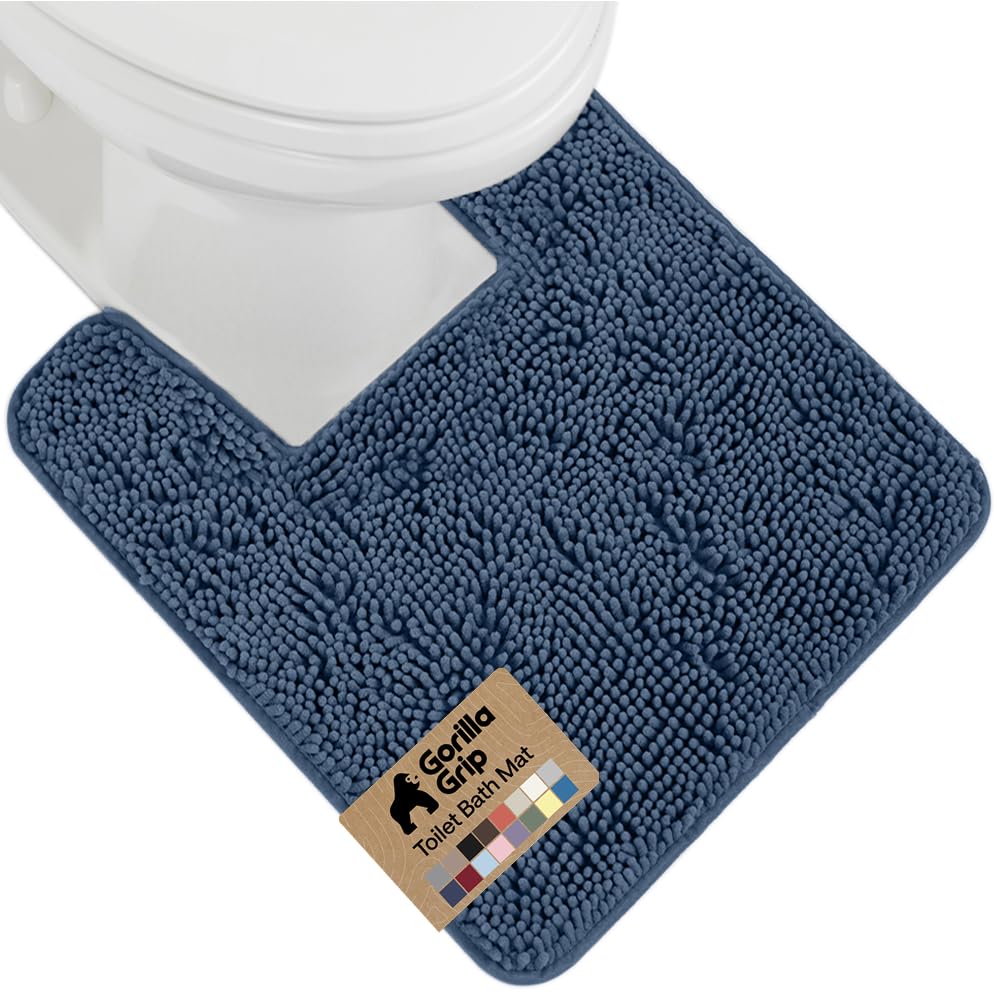 GORILLA GRIP Bath Rug Mat for Bathroom, Absorbent Chenille, 24x17 Gray | Soft Thick Quick Dry Microfiber Mats, Rubber Backing, Machine Washable Tub and Shower Floor Rugs, Home Decor Essentials