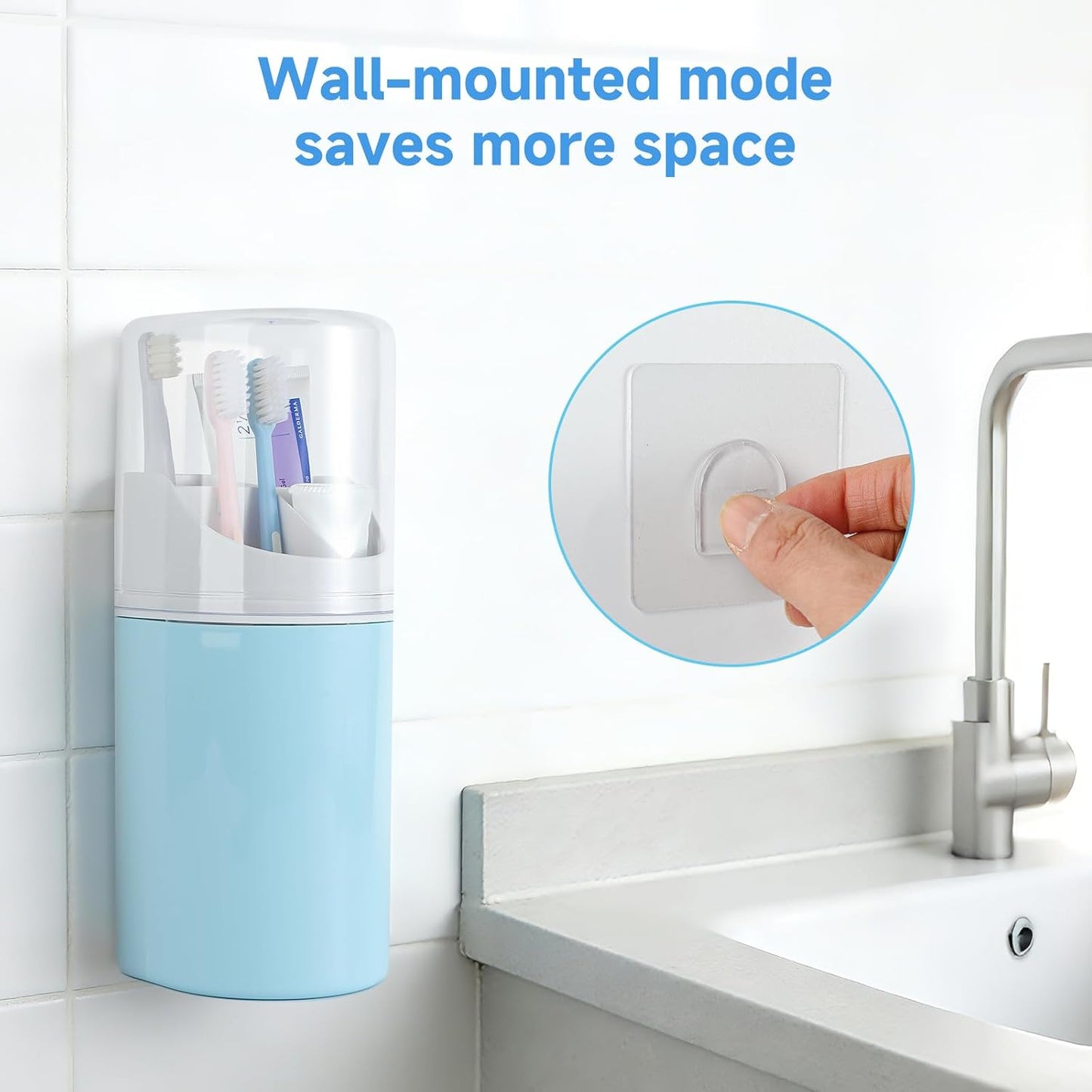 Toothbrush Organizer with Cover,4 Slots for Bathroom Toothbrush Holders,Dustproof Design,with Wall Mounted,Electric Toothbrush Holder and Toothpaste Holder,Bathroom Countertop Storage
