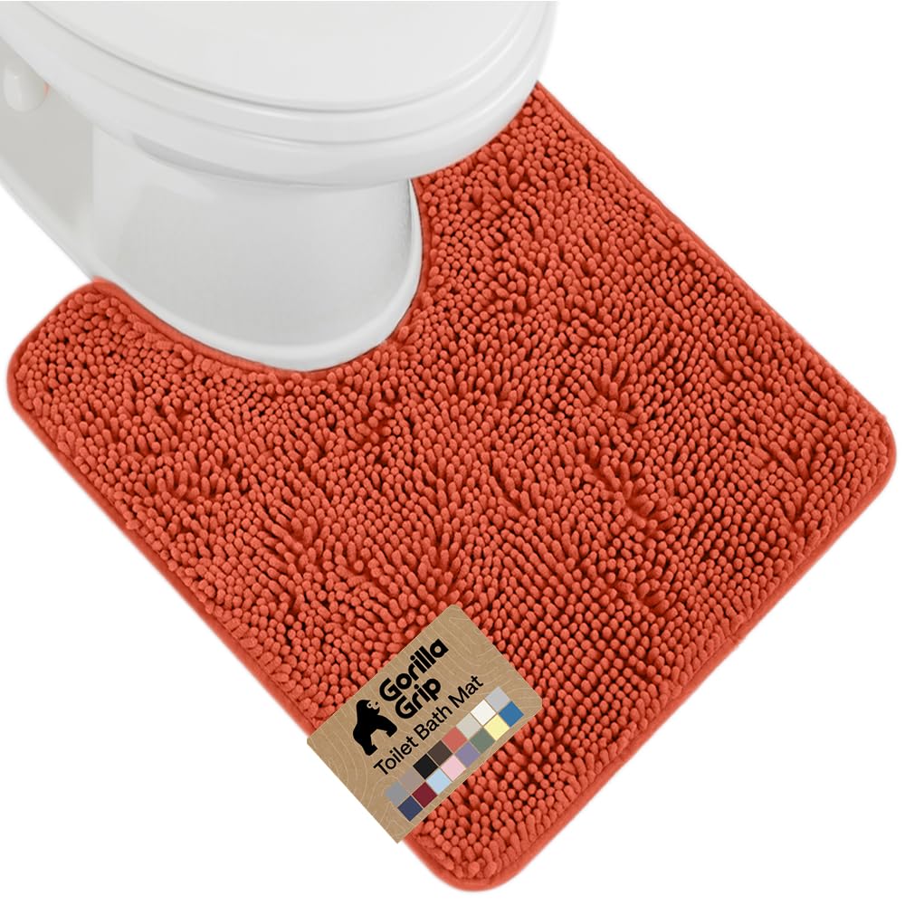 GORILLA GRIP Bath Rug Mat for Bathroom, Absorbent Chenille, 24x17 Gray | Soft Thick Quick Dry Microfiber Mats, Rubber Backing, Machine Washable Tub and Shower Floor Rugs, Home Decor Essentials
