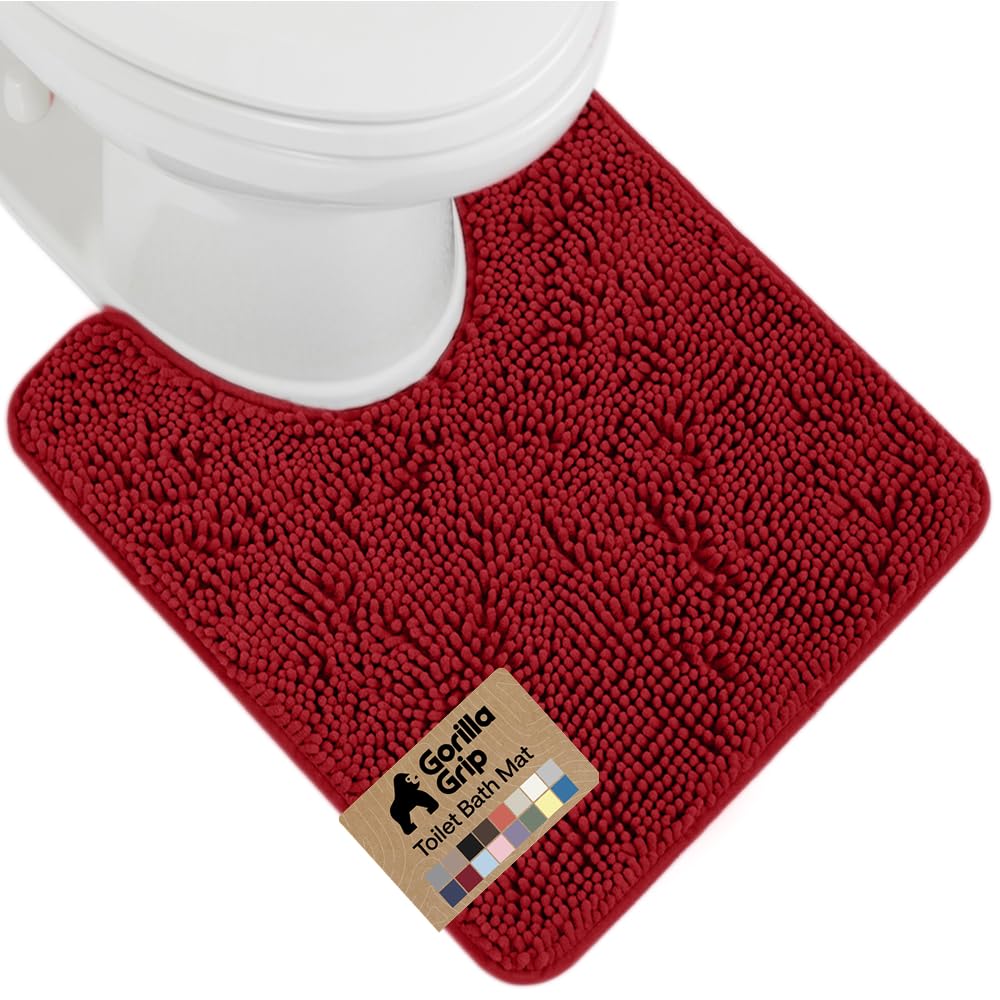 GORILLA GRIP Bath Rug Mat for Bathroom, Absorbent Chenille, 24x17 Gray | Soft Thick Quick Dry Microfiber Mats, Rubber Backing, Machine Washable Tub and Shower Floor Rugs, Home Decor Essentials