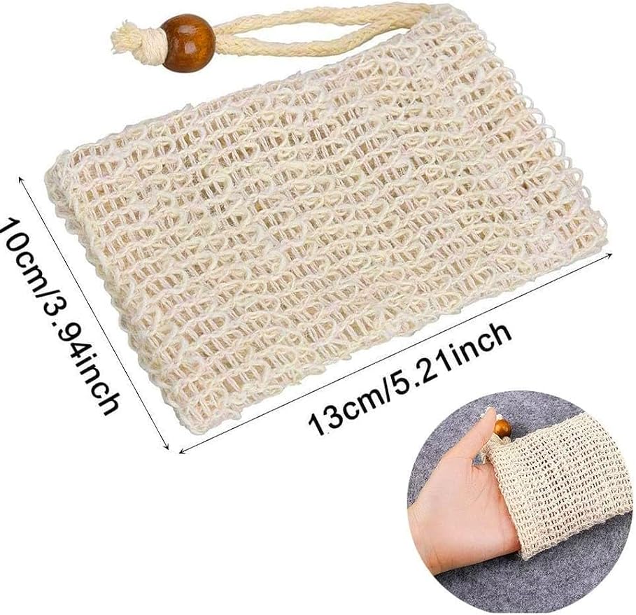 Natural Sisal Soap Saver Bag for Soap Bar Organic Soap Pouch for Exfoliating Lathers and Air Dry Soap Bar Shower Soap Saver Bag (8 Pcs)