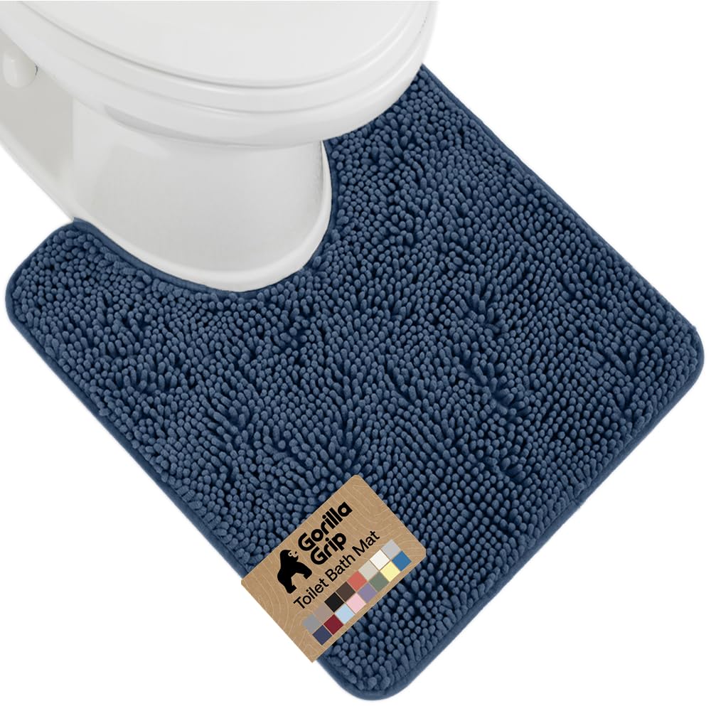 GORILLA GRIP Bath Rug Mat for Bathroom, Absorbent Chenille, 24x17 Gray | Soft Thick Quick Dry Microfiber Mats, Rubber Backing, Machine Washable Tub and Shower Floor Rugs, Home Decor Essentials