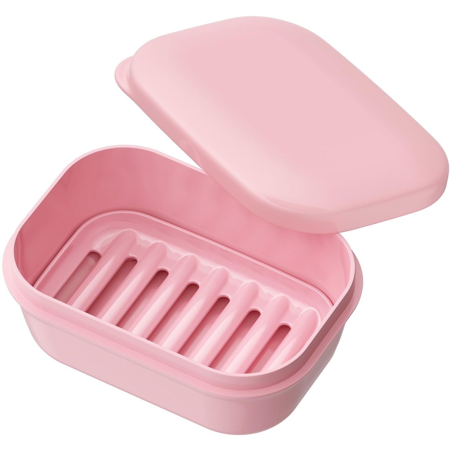 Quatish Leakproof Soap Dish with Lid & Draining Layer, Shatterproof Travel Bar Soap Holder Case Container, Portable Travel Size Toiletries Essentials for Camping, Gym, Bathroom, Beige