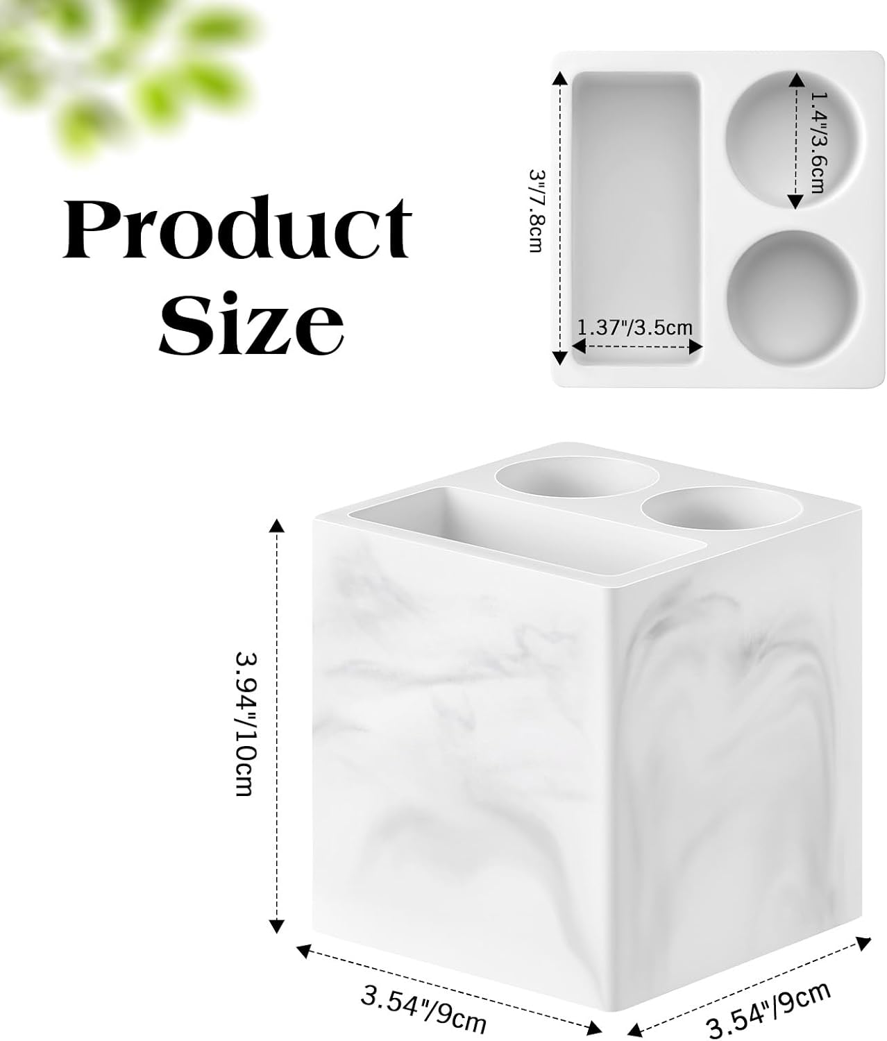 Luxspire Toothbrush Holder, 3 Slots, Marble White | Diatomite, Fast Drying, Toothbrush Holders for Bathroom, Toothbrush and Toothpaste Holder for Countertop