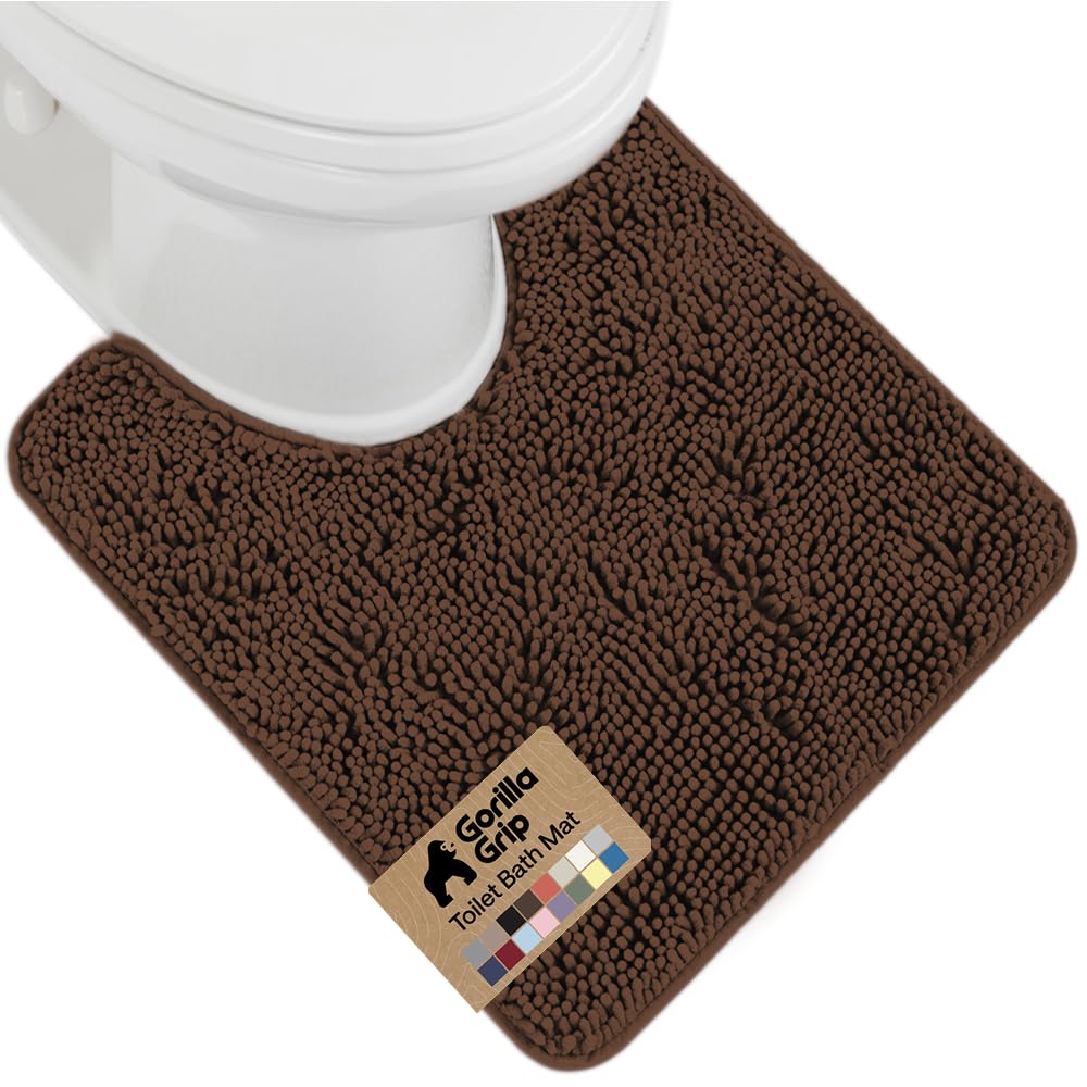 GORILLA GRIP Bath Rug Mat for Bathroom, Absorbent Chenille, 24x17 Gray | Soft Thick Quick Dry Microfiber Mats, Rubber Backing, Machine Washable Tub and Shower Floor Rugs, Home Decor Essentials