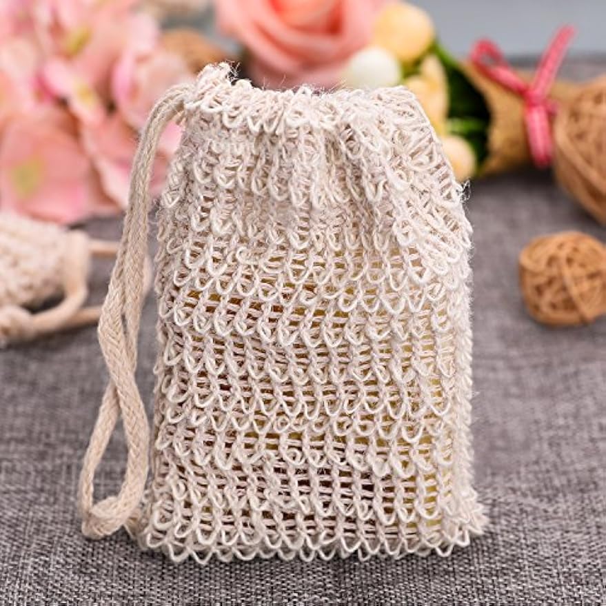 BBTO 5 Pieces Soap Saver Bag Cotton Linen Exfoliating Soap Pouch for Foaming and Drying, Shower, Scrubber(9 x 14 cm,Beige) | Soap Saver Bag, Soaps Exfoliating Pouch, Soaps Sock